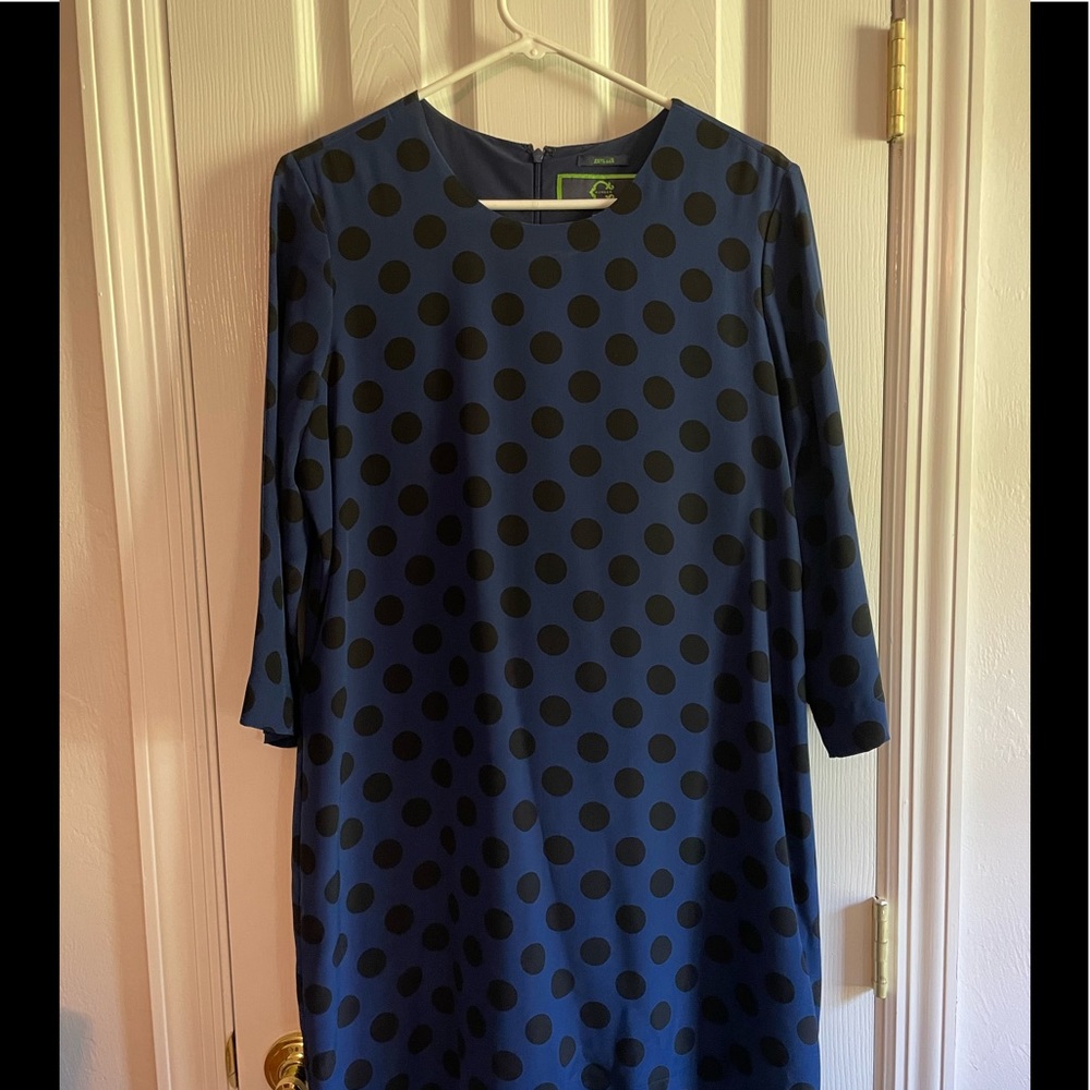 C Wonder 100% Silk navy/black dot dress